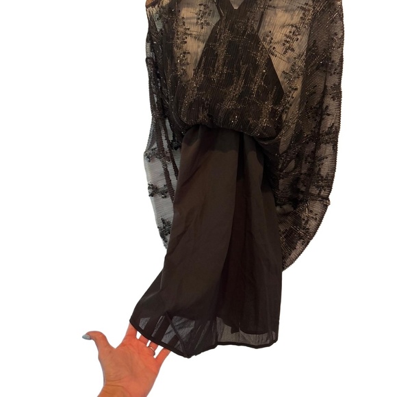 NWT En Saison Black Halter Dress Sequin Pleated Iridescent Party size XS - Picture 3 of 11